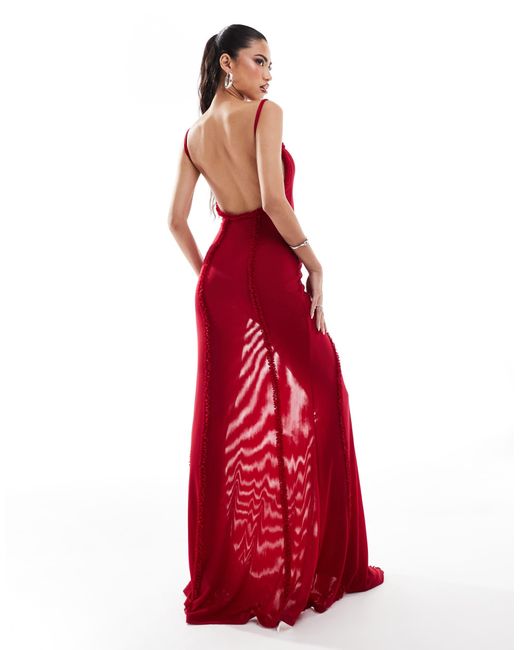 Murci Red – exklusiv – netzstoff-maxikleid