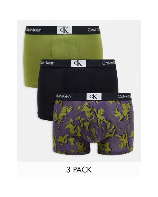 Calvin Klein Green Ck96 3 Pack Trunks for men