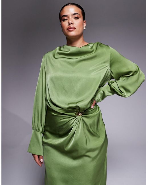 ASOS Green Asos design curve – schräg geschnittenes maxikleid aus satin