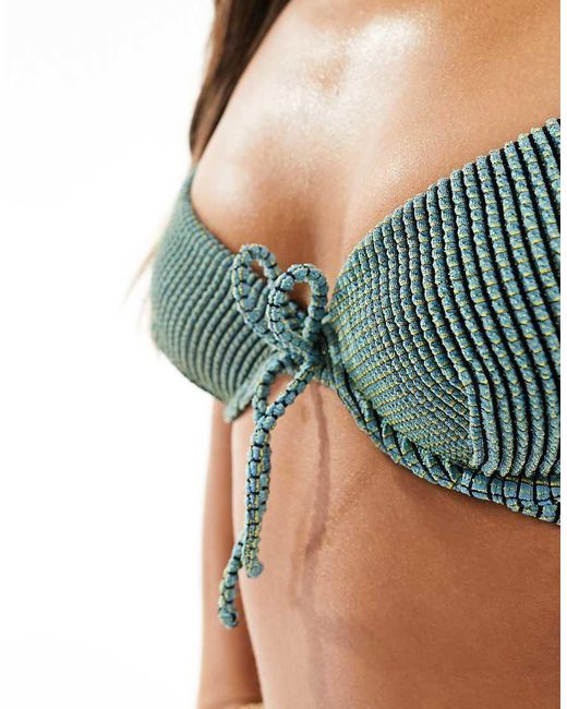 ASOS Blue Willow Waffle Texture Underwired Bikini Top