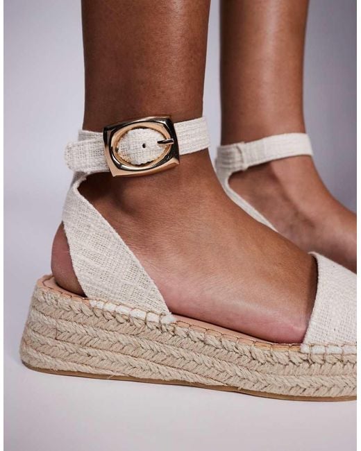 South Beach White Linen Two Part Espadrille Sandals