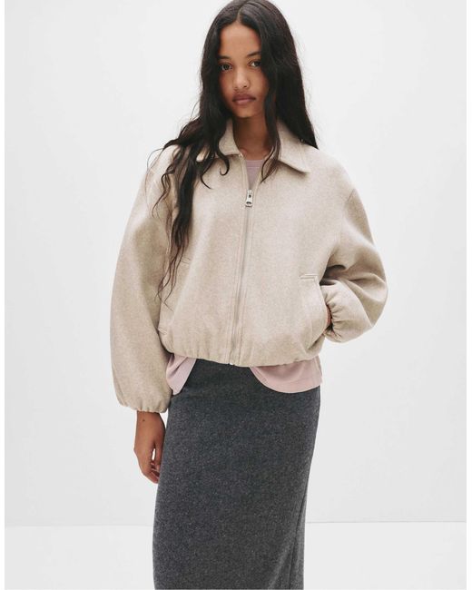 Pull&Bear Natural – weiche bomberjacke
