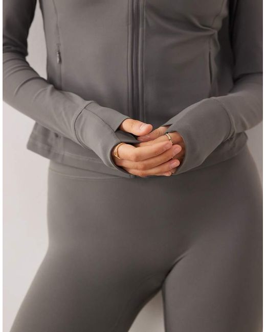 ARKET Gray Co-ord Soft Seamless Zip Up Jacket