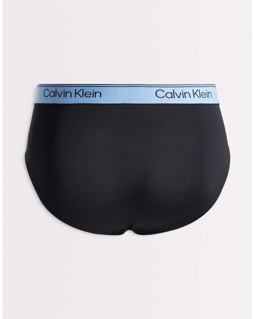 Calvin Klein Black Microfibre Stretch 3 Pack Hip Briefs for men