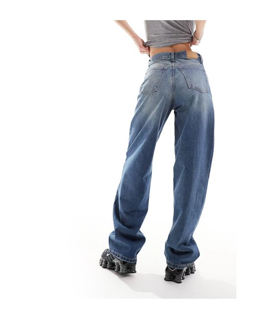 Rail - jeans ampi dritti a vita medio alta jackpot di Weekday in Blue