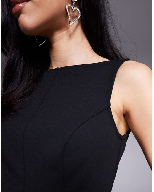 ASOS Black Slash Neck Structured Tulip Short Playsuit