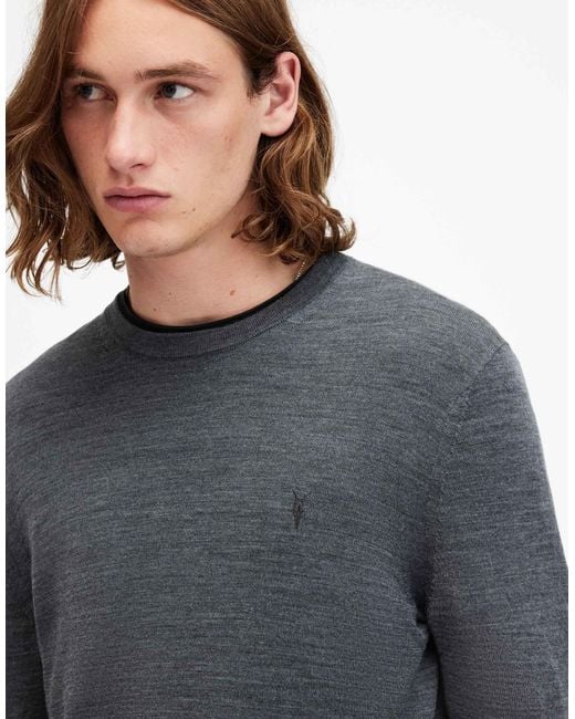AllSaints – mode – sweatshirt aus merinowolle in Gray für Herren