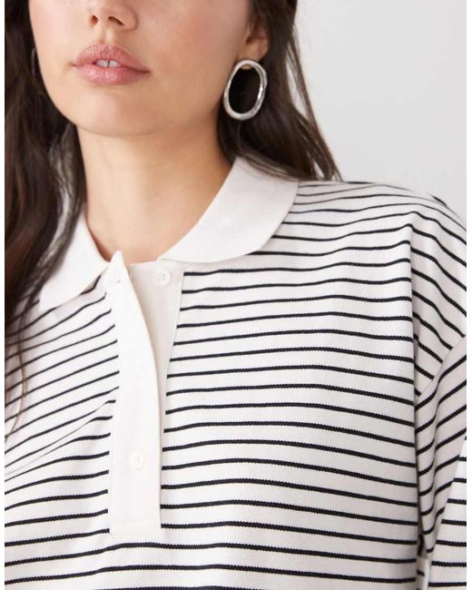 Monki Gray Long Sleeve Rugby Top