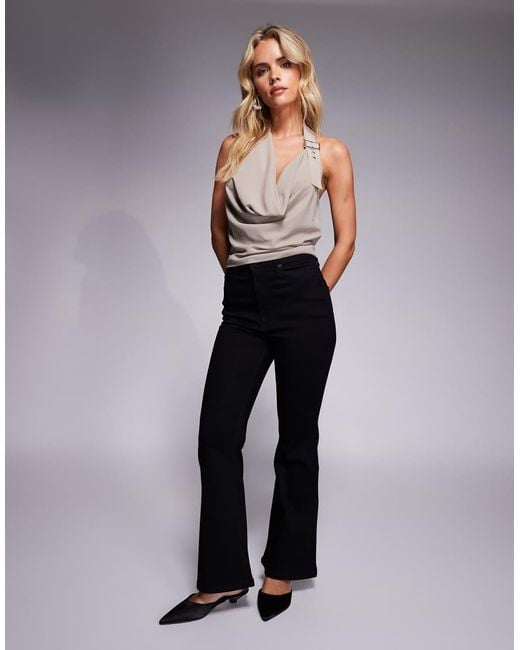 ASOS Black Asos Design Petite Power Stretch Sculpt Flare Jeans