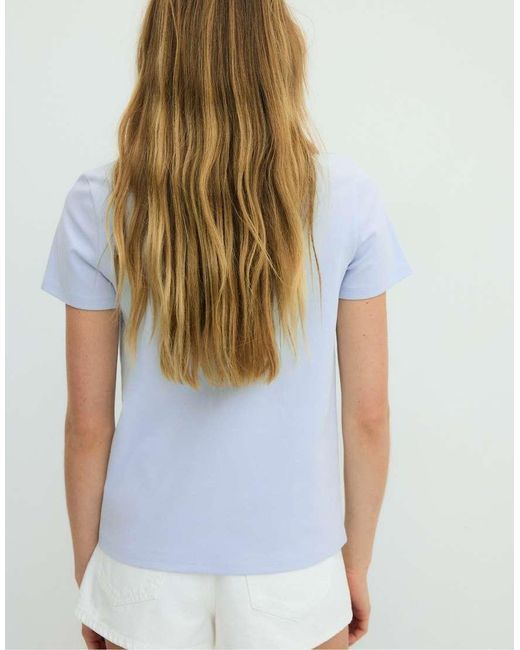 Stradivarius Blue Basic Regular Soft-Touch T-Shirt