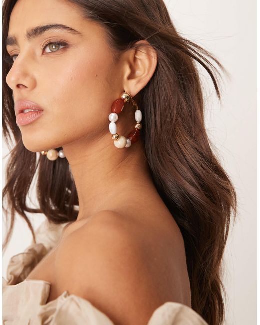 ASOS Brown – e creolen im perlen-design