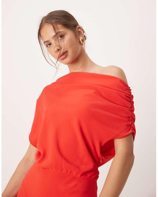 Mango Red Asymmetric Midi Dress