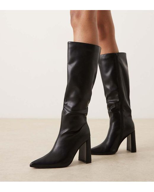 Glamorous Black Pointed Knee Boots