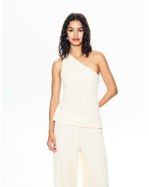 Top texturé asymétrique - écru Pull&Bear en coloris White