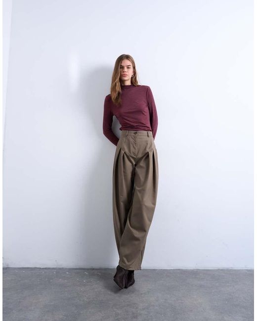 TOPSHOP Purple Dropped Waist Barrel Trouser