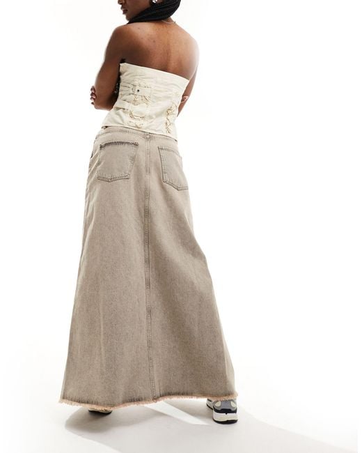 AllSaints Natural Noir A-line Denim Maxi Skirt