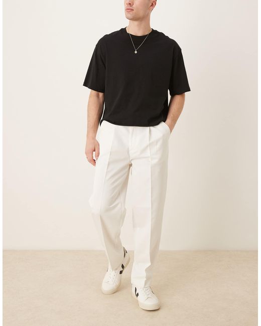 ASOS – elegante, schmal zulaufende oversize-hose in Natural für Herren