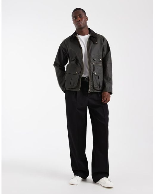 Barbour Gray Re-Engineered Blackett Spey Wax Funnel Neck Jacket for men