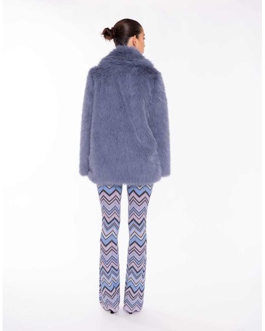 Collective The Label Blue Shawl Collar Faux Fur Coat