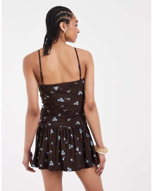 Hollister Black Strappy Lace Trim Babydoll Mini Dress