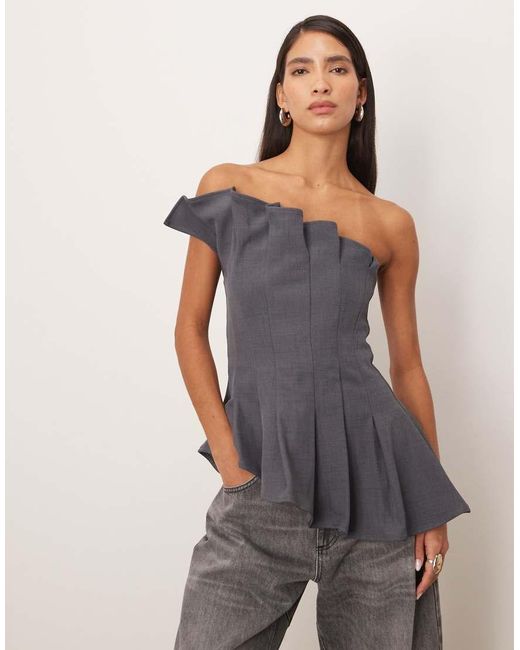 ARRANGE Gray Longline Sculpted Bandeau Top