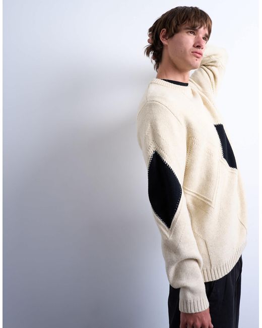 Topman – strickpullover in Natural für Herren