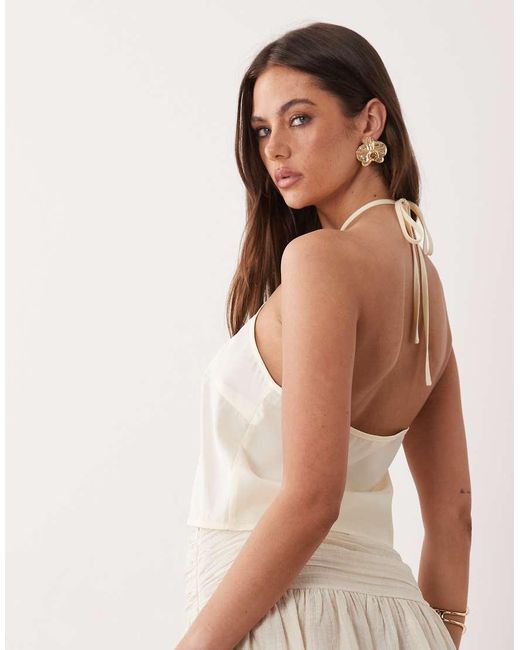 The Frolic White Exclusive Halterneck Tie Back Top