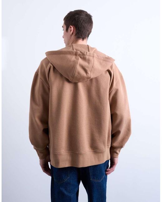 Topman Blue Heavyweight Oversized Zip Through Hoodie for men