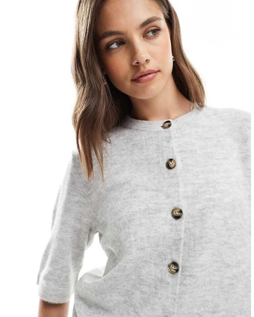 ONLY Gray Short Sleeve Knitted Cardigan