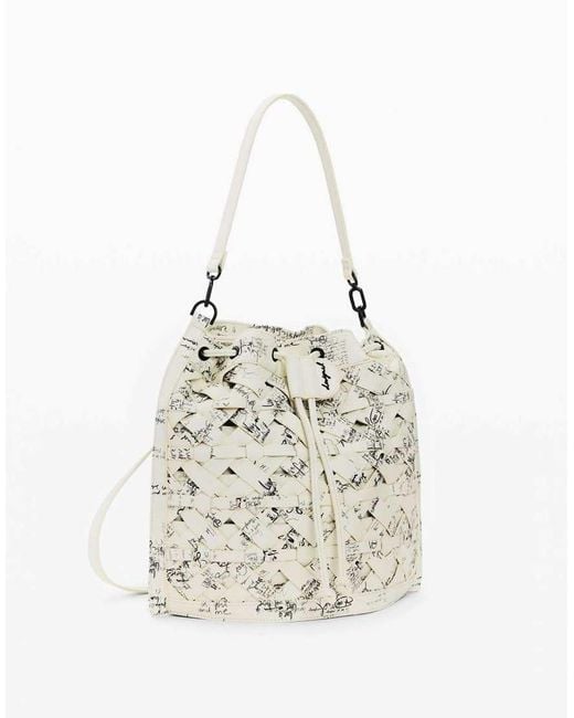 Desigual White Medium Backpack Lettering