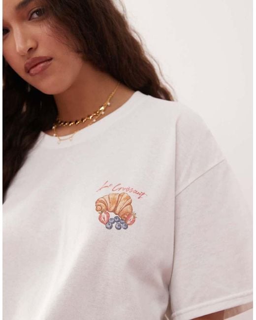Miss Selfridge Pink Les Croissant Oversized Tee