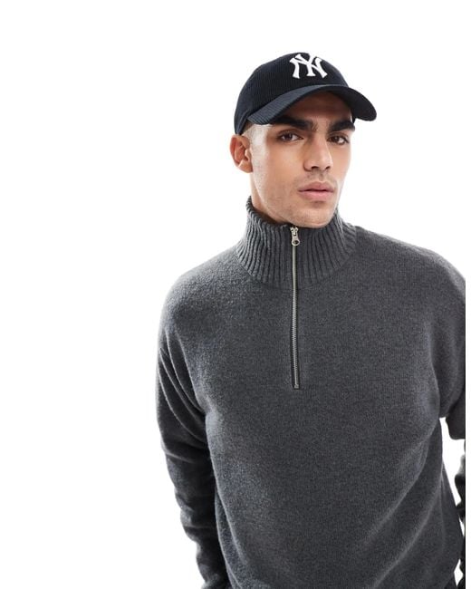 Pull en maille duveteuse à demi fermeture éclair - foncé Jack & Jones pour homme en coloris Gray