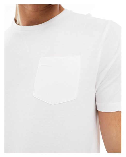 Brave Soul White Crew Neck Pocket T-shirt for men