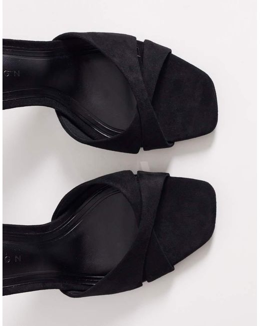 ASOS White Wide Fit Nightcap Cross Strap Detail Barely There Block Heel Sandals