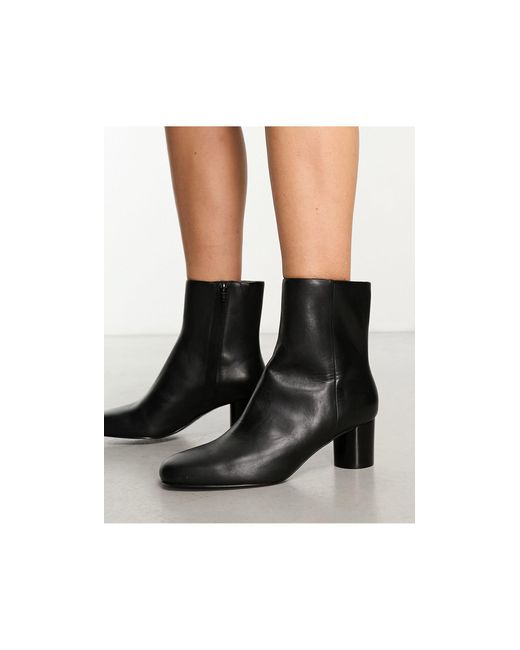 & Other Stories Black Soft Round Heeled Ankle Boots