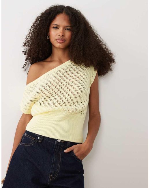 Miss Selfridge Brown Knit Off The Shoulder Top