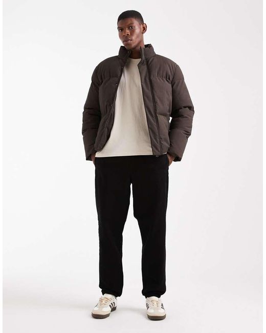 Brave Soul Black Textured Puffer Jacket for men