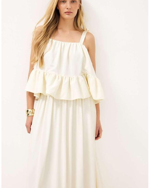 NA-KD Natural Tie Shoulder Ruffle Top