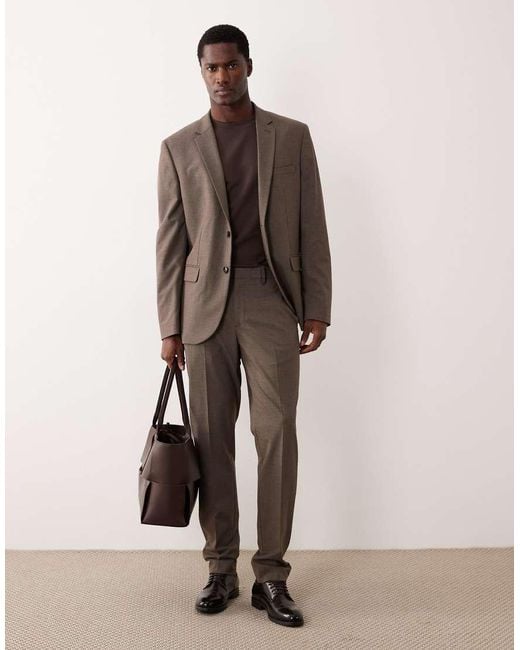 Mango Brown Pleat Front Tailored Straight Trouser Co-ord for men