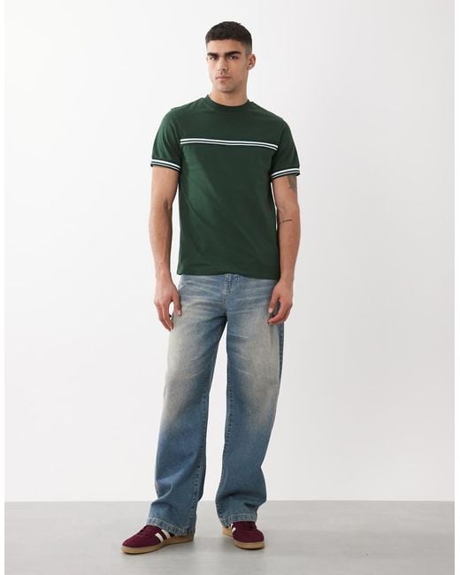 ASOS Green Regular Fit T-Shirt With Contrast for men