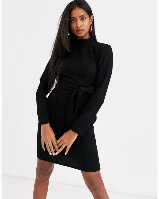 asos design split sleeve midi dress with obi belt