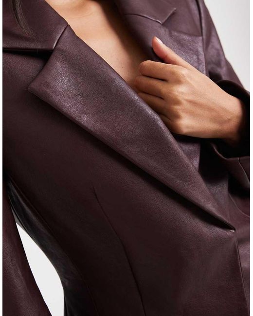 ASOS Brown Tailored Faux Leather Blazer