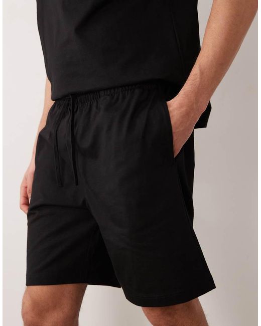 River Island Black Boxy Oversized T-shirt And Shorts Set for men