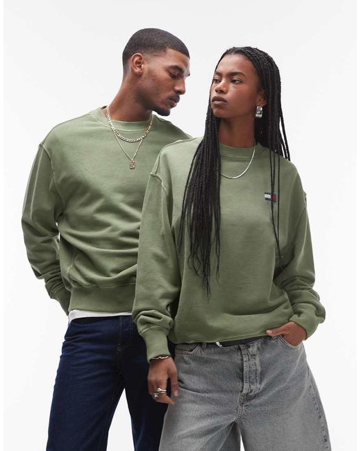Felpa Slavato Con Toppa Del Logo di Tommy Hilfiger in Green