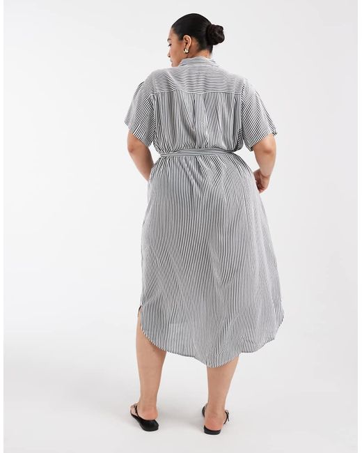 Vero Moda Gray Shirt Midi Dress With Tie Belt