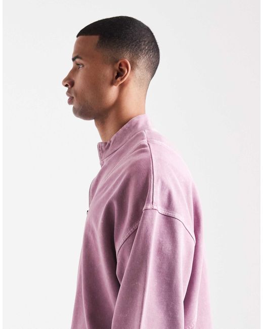 HUGO Purple Nebuzip Central Logo Loose Fit Half Zip Sweatshirt Co-ord for men