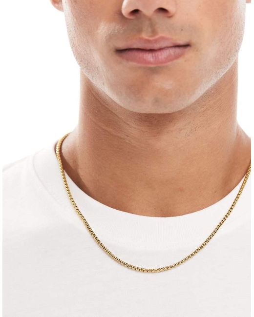 Collar De Cadena De Eslabones Cuadrados De Acero Inoxidable Resistente Al Agua De ASOS de hombre de color White