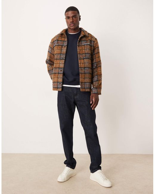 Surchemise aspect laine à carreaux - marron ASOS pour homme en coloris Brown