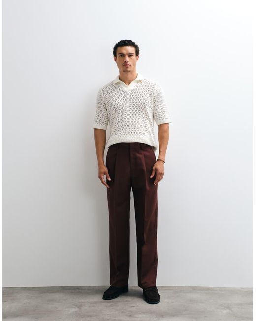Only & Sons Open Gebreide Polo Met Split in het White voor heren