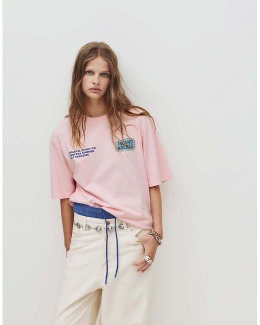 Pull&Bear T-Shirt Met Grafische Print in het White
